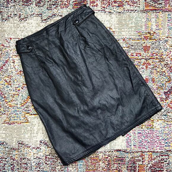 Vintage Jacqueline Ferrar Leather Skirt Black 80s Concert Grunge Goth Size 2 - Picture 11 of 11